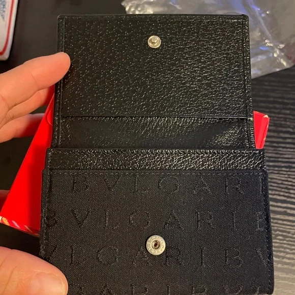 Bvlgari Logomania Canvas Card Holder.